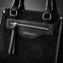 Cargar imagen en el visor de la galería, Cartera bandolera de gamuza Oreiro Love - Negro