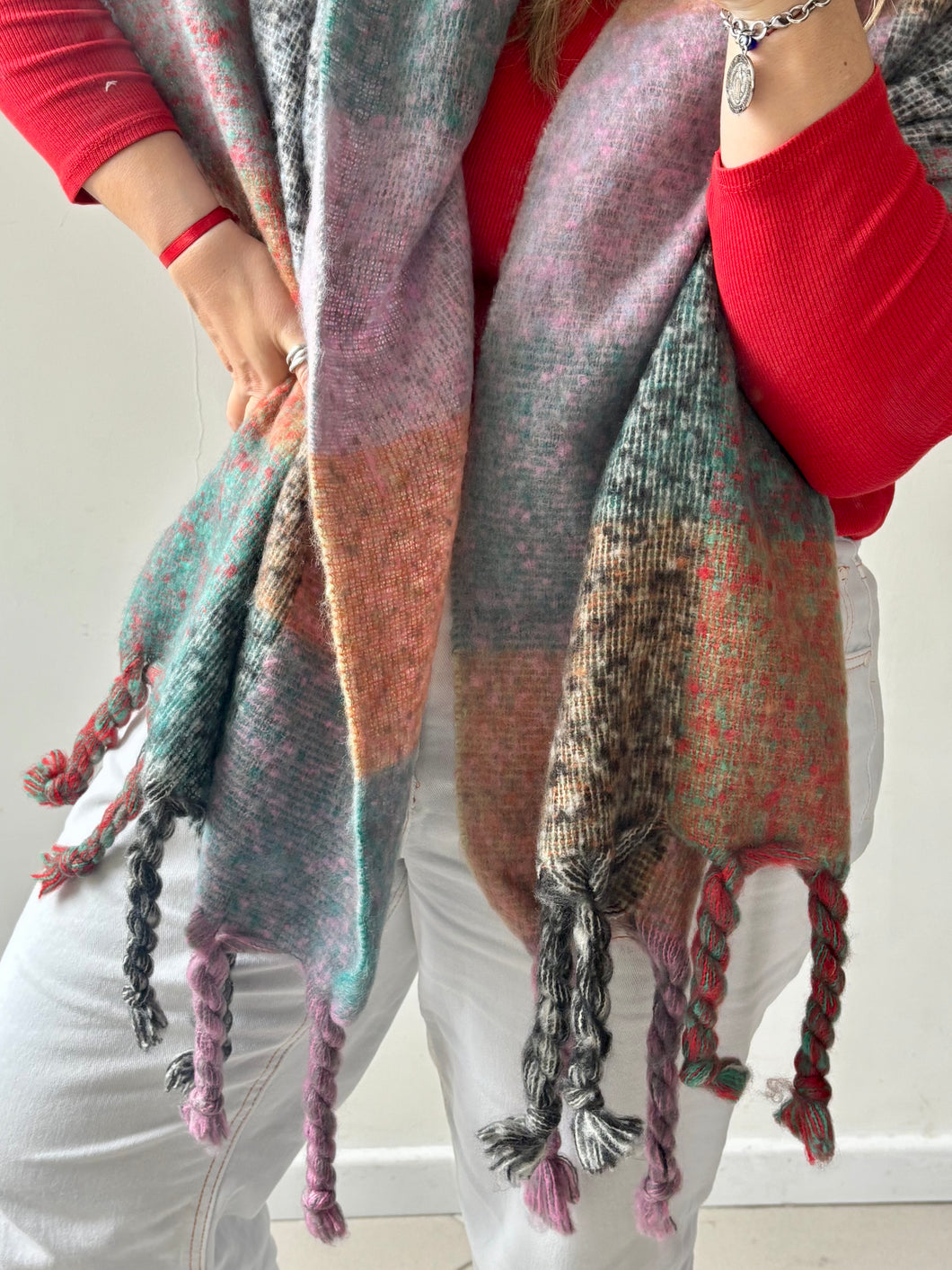 Bufandon con flecos multicolor