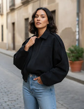 Cargar imagen en el visor de la galería, Campera Bomber gamuza con cuello
